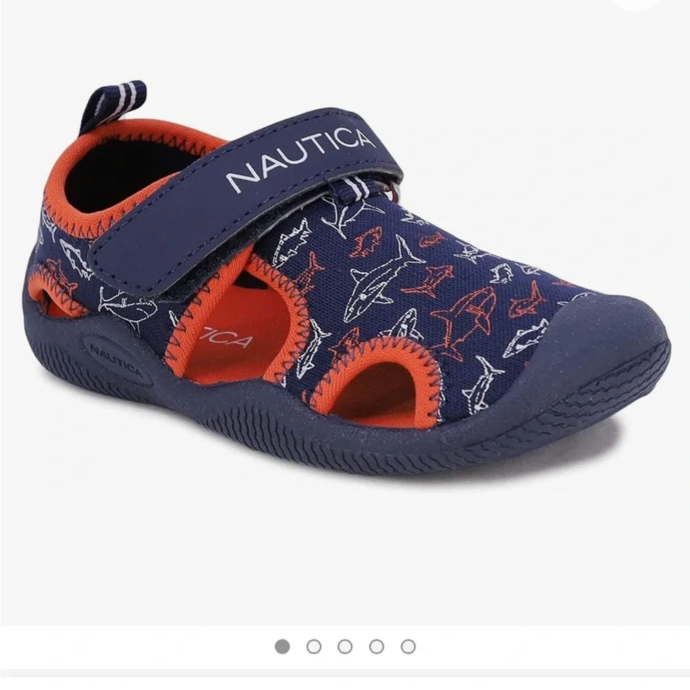 Nautica Navy and Orange Sharks Kettle Gulf Water Shoe-size 9